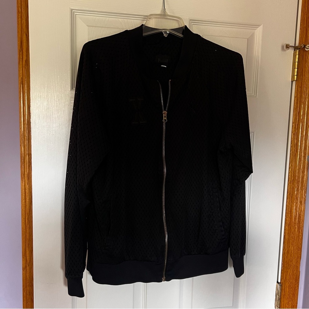 PUMA Vashtie Track Jacket Men's Medium Black Full Zip Mesh‎ Athletic Casual EUC